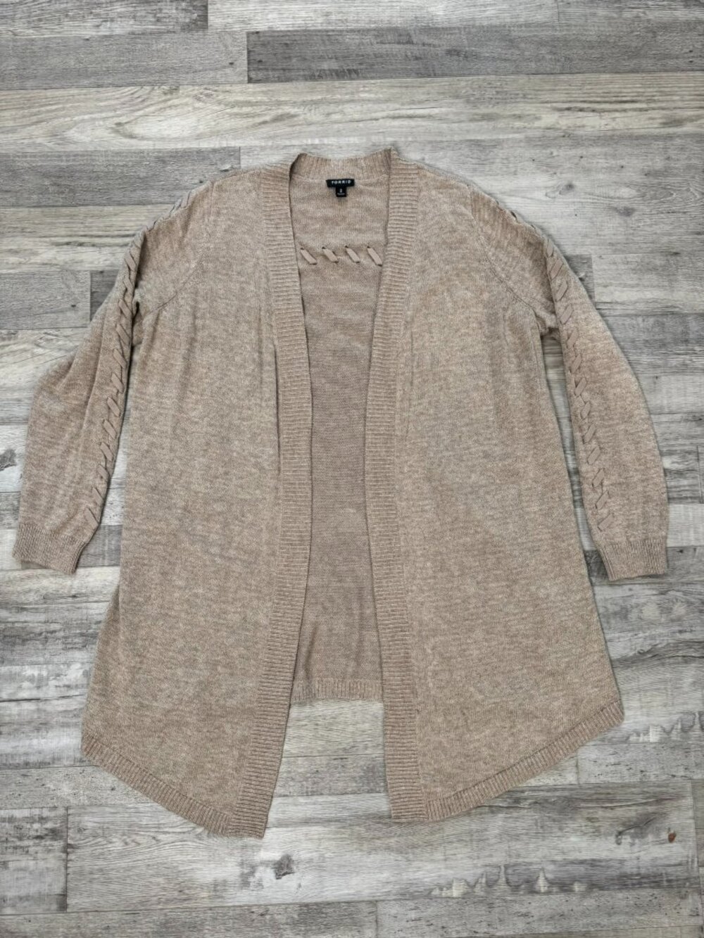 Torrid beige open front sweater cardigan cotton wool size 2X N37